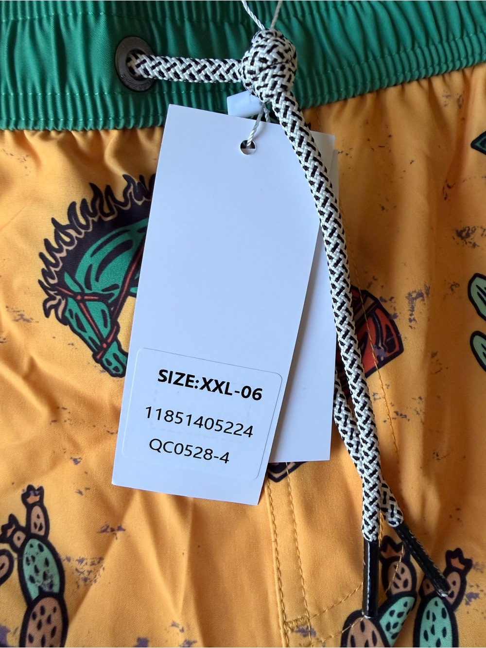 Western Rodeo Print Athletic Shorts in Yellow & Green - Picture 2 of 4